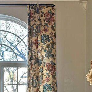 2 Custom Hand-made 46W x 110L Fully Lined Jacobean Curtains